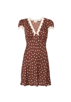 Rixo Cely lace-trim polka-dot mini dress - Brown