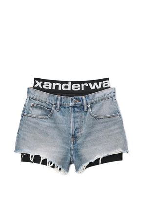 Alexander Wang layered frayed-hem shorts - Blue
