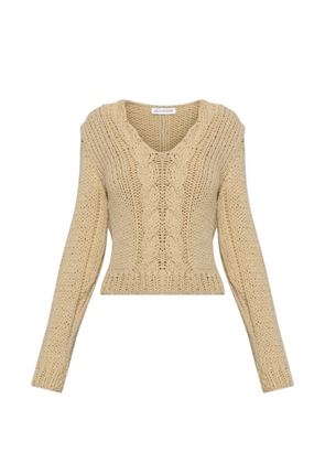 Jil Sander cable-knit V-neck sweater - Neutrals