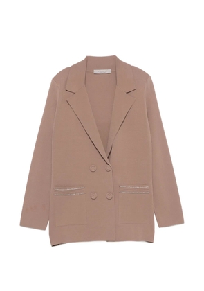 D.Exterior double-breasted embellished blazer - Neutrals