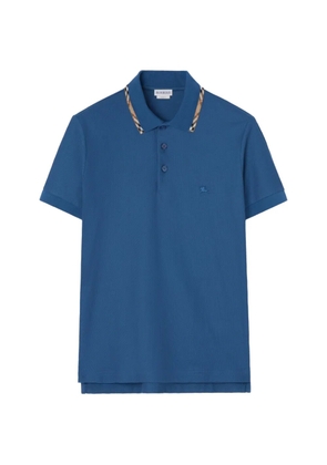 Burberry Check-trim cotton polo shirt - Blue