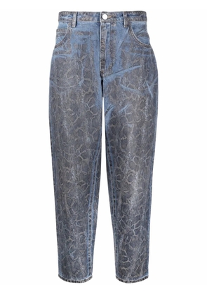 Alberta Ferretti snake-print straight-leg jeans - Blue