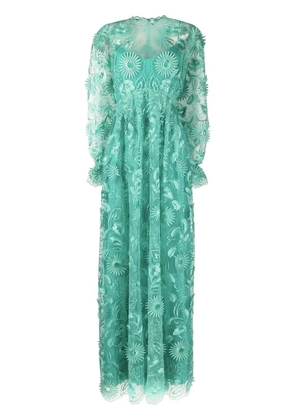 Alberta Ferretti Sunflower macramé gown - Green