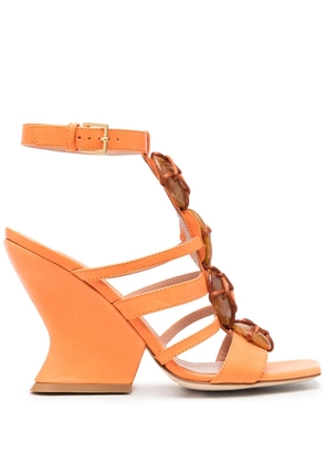 Alberta Ferretti 100mm bead-detail leather sandals - Orange