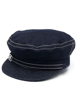 Alberta Ferretti logo-plaque denim sailor hat - Blue