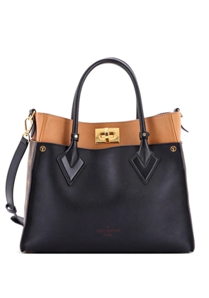 Louis Vuitton Pre-Owned On My Side Leather with Monogram Canvas MM tote bag - Black