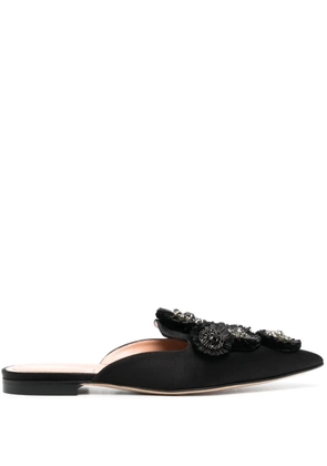 Alberta Ferretti rhinestone-embellished pointed-toe mules - Black