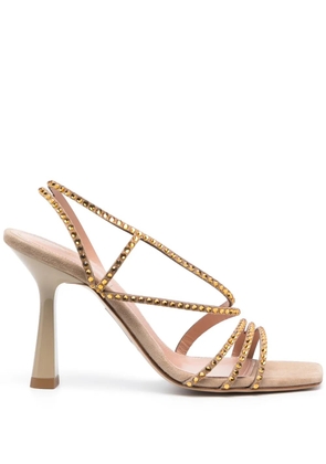 Alberta Ferretti crystal-embellished sandals - Neutrals