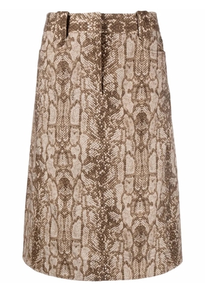 Alberta Ferretti snake-print skirt - Brown
