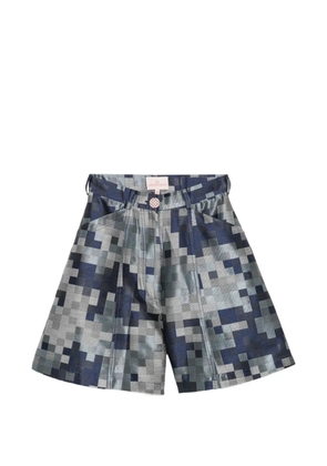 Leen Mougrhabi Leah geometric-pattern pleated shorts - Blue