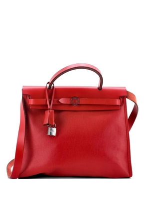 Hermès Pre-Owned Herbag Zip Berline Vache Canvas and Leather 31 shoulder bag - Red