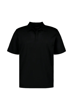 Emporio Armani logo-embroidered wool polo shirt - Black