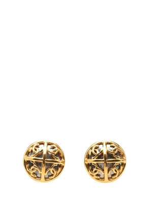 CHANEL Pre-Owned 2003 CC Gold Plated Button Clip On Earrings costume earrings