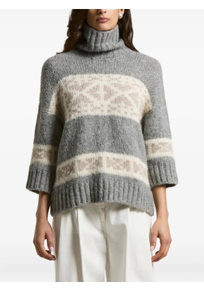 Peserico fairisle-pattern turtleneck sweater - Grey