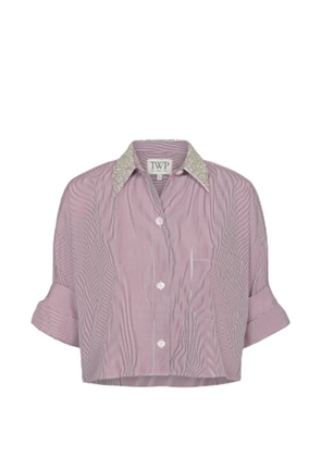 TWP crystal-detail striped shirt - Red