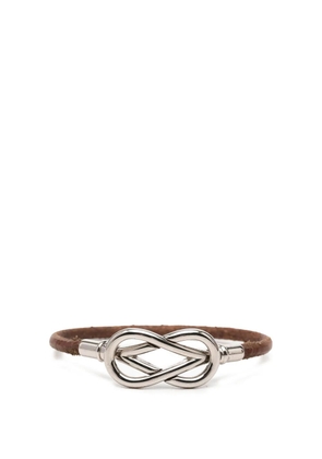 Hermès Pre-Owned 2010-2026 Palladium Plated and Leather Atame Knot Bracelet costume bracelet - Brown