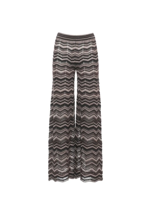 D.Exterior chevron-knit wide-leg trousers - Brown