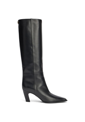 Roberto Cavalli RC logo-plaque leather knee-high boots - Black