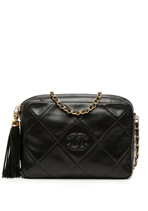 CHANEL Pre-Owned 1986-1988 CC Diamond Quilted Lambskin Tassel Camera Bag crossbody bag - Black