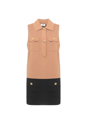 Elisabetta Franchi two-tone button-up mini dress - Neutrals