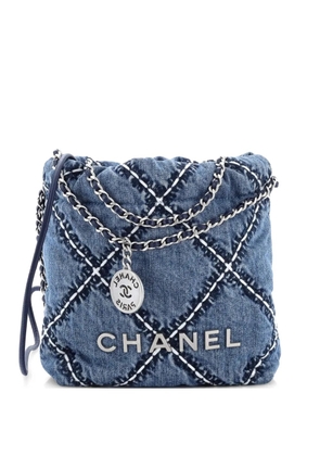 CHANEL Pre-Owned 22 Chain Quilted Stitched Denim Mini hobo bag - Blue