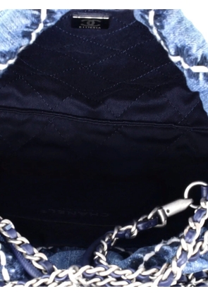 CHANEL Pre-Owned 22 Chain Quilted Stitched Denim Mini hobo bag - Blue