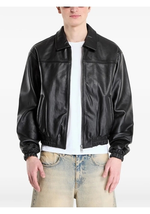 PATTA logo-patch leather bomber jacket - Black