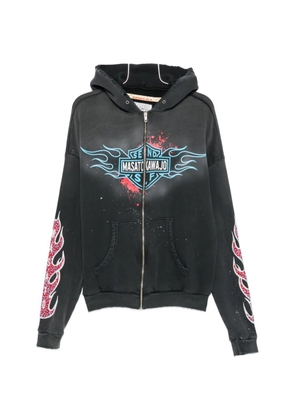 SECND SLF Masato Kawajo Firestorm zip-up cotton hoodie - Black