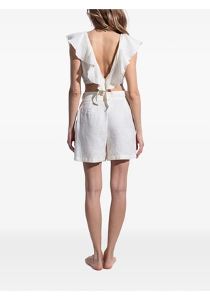 Folie Du Lin Eos ruffled cropped jumpsuit - White