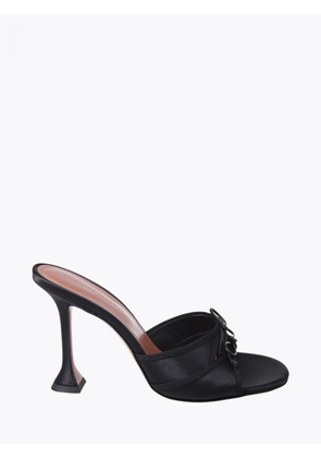 AMINA MUADDI Eleonora Satin Mules with a High Spool Heel
