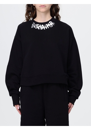 DISCLAIMER Cropped Cotton Jumper with Printed Logo and Crew Neck