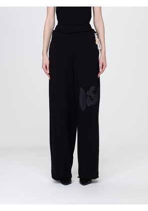 DISCLAIMER High-Waisted Wide-Leg Cotton Jogging Trousers with Logo