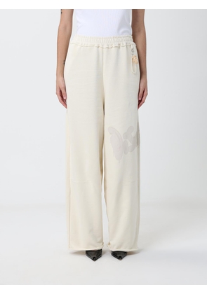 DISCLAIMER High-Waisted Wide-Leg Cotton Jogging Trousers with Logo