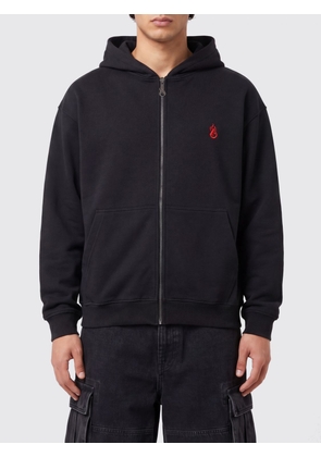 VISION OF SUPER Hooded Cotton Zip-Up Sweatshirt with Contrast Logo