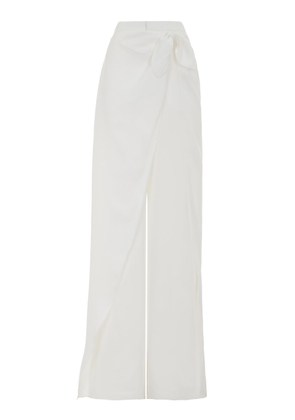 Ralph Lauren Rennie Wrap Overlay Ramie-Blend Wide-Leg Pants - Moda Operandi