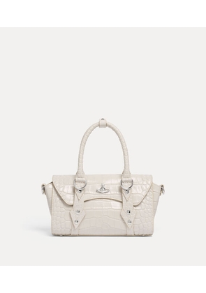 Vivienne Westwood Bettina Mini Crossbody Emboss Croc Leather Pearl-white