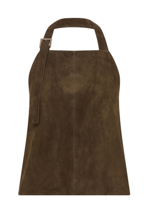 St. Agni Apron Suede Halter Top - Moda Operandi