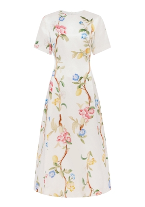 Leo Lin Caroline Floral-Print Linen-Silk Midi Dress - Moda Operandi