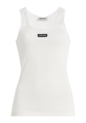 Miu Miu Pointelle Knitted Cotton Tank Top - Moda Operandi