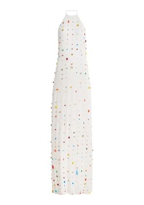 Bernadette Exclusive Francine Embroidered Crepe Maxi Halter Dress - Moda Operandi