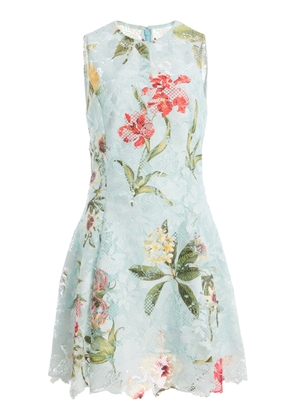 Oscar de la Renta Floral-Printed Lace Mini Dress - Moda Operandi