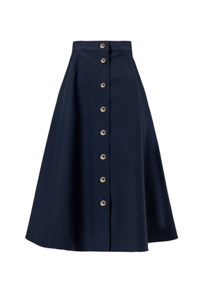 Carolina Herrera Button-Front Cotton Sateen Midi Skirt - Moda Operandi