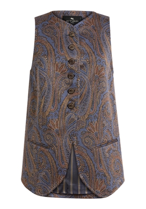Etro Printed Cotton-Blend Vest - Moda Operandi