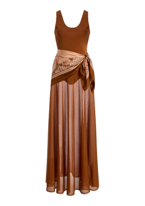 Zimmermann Aster Scarf-Detailed Knit Maxi Dress - Moda Operandi