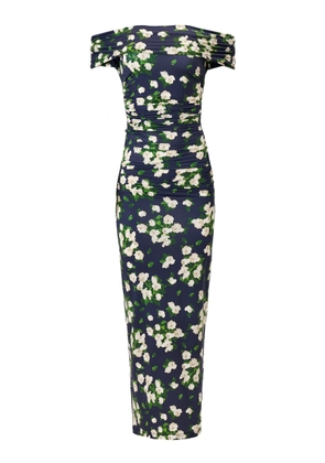 Carolina Herrera Off-The-Shoulder Painted Rose Jersey Midi Dress - Moda Operandi