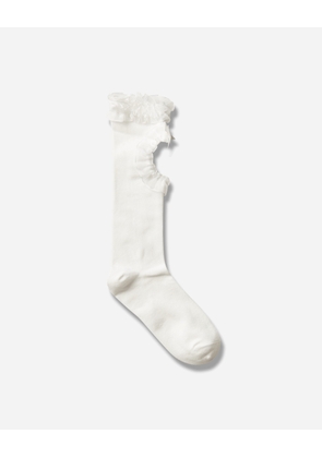 MetaGirl Ruffle Knee High Socks White