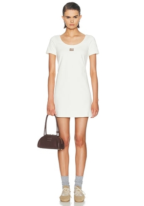 Miu Miu Jersey Dress in Bianco - White. Size 42 (also in 38, 40).