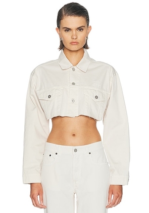 Miu Miu Denim Jacket in Bianco - White. Size 38 (also in 40, 42).