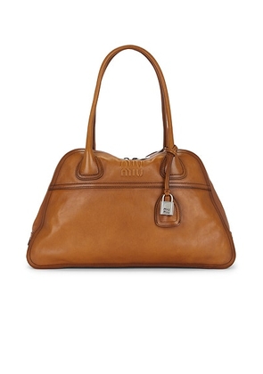 Miu Miu Vitello Antic Bag in Cognac - Brown. Size all.
