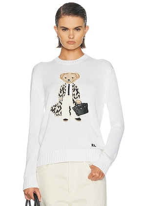 Ralph Lauren Collection Lofty Silk Bear Long Sleeve Sweater in Lux Cream - White. Size L (also in XS, M).